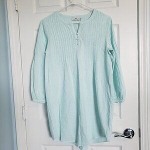 NWT Vineyard Vines Sz XS/S Aqua Oversized Linen Button Up Cover Up Tunic Resort